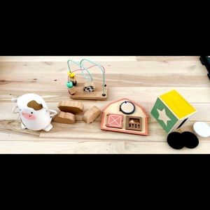 Lot of wooden Montessori toys form KiwiCo subscriptions